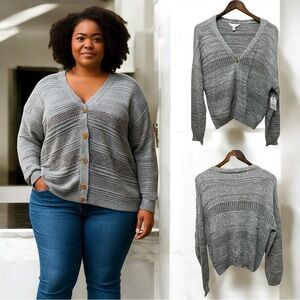 145 Time and Tru | NWT Gray Knit Women's Cardigan (size XL)